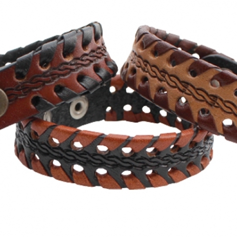 men's western leather bracelet